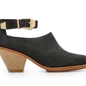 Matt Bernson women's shoes gray gold buckle heels leather size 8